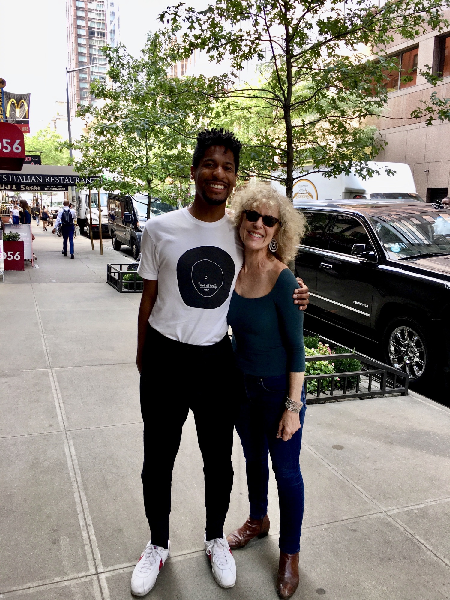 Judy Carmichael with pianist and composer Jon Batiste, a guest on her radio show 