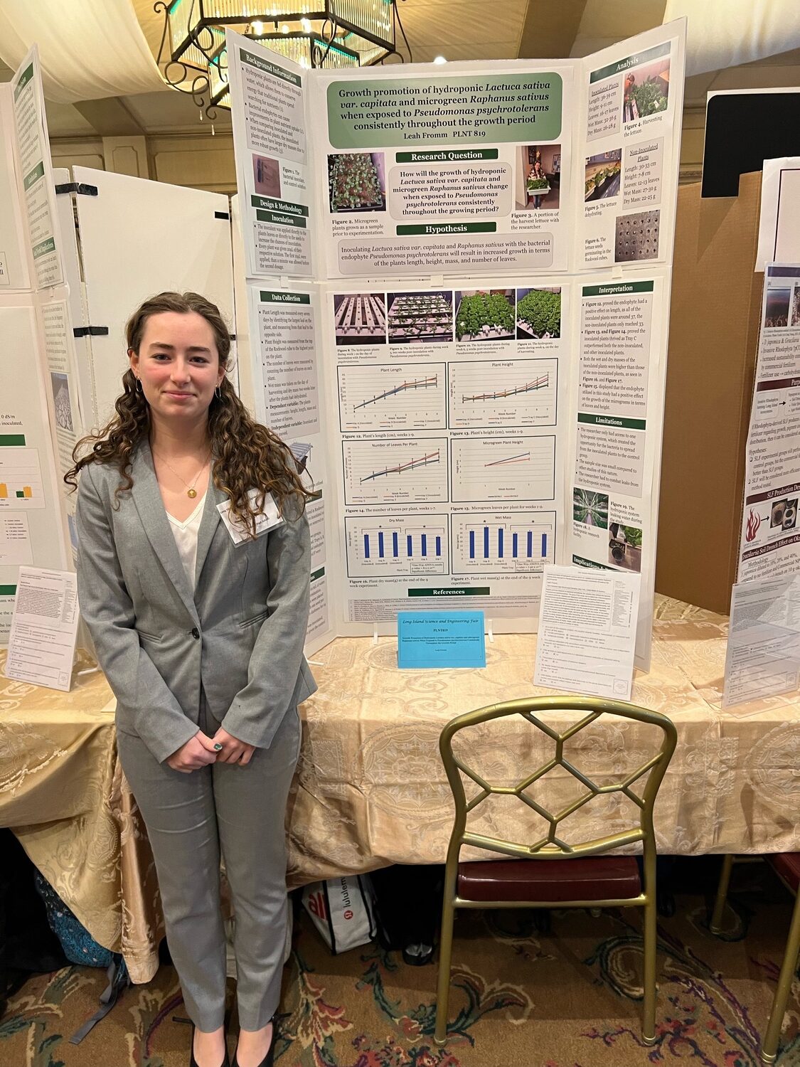 East Hampton High School senior Leah Fromm presented her science research project at the Long Island Science and Engineering Fair in March. DR. STEPHANIE FORSBERG