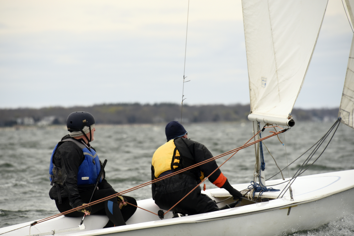 Finesse and concentration at the tiller is needed to avoid an accidental gybe in heavy-weather down-wind runs.  MICHAEL MELLA