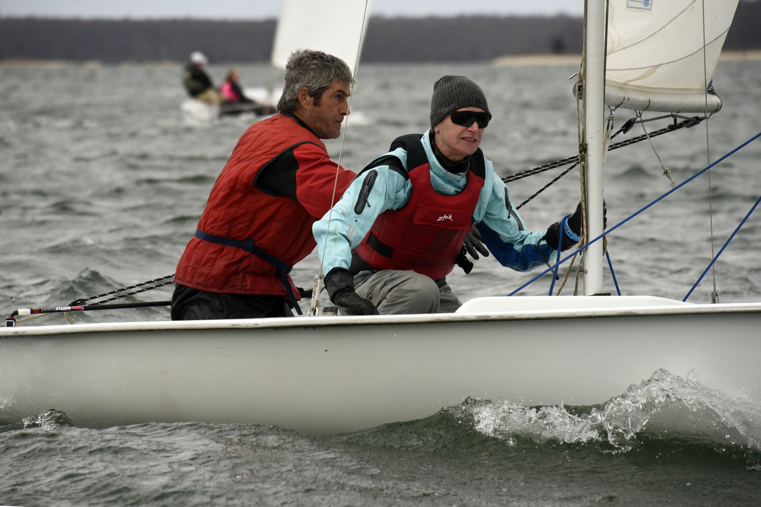 Dave Whelan and crewmember Sinéad Fitzgibbon exhibiting the concentration needed to win.  MICHAEL MELLA