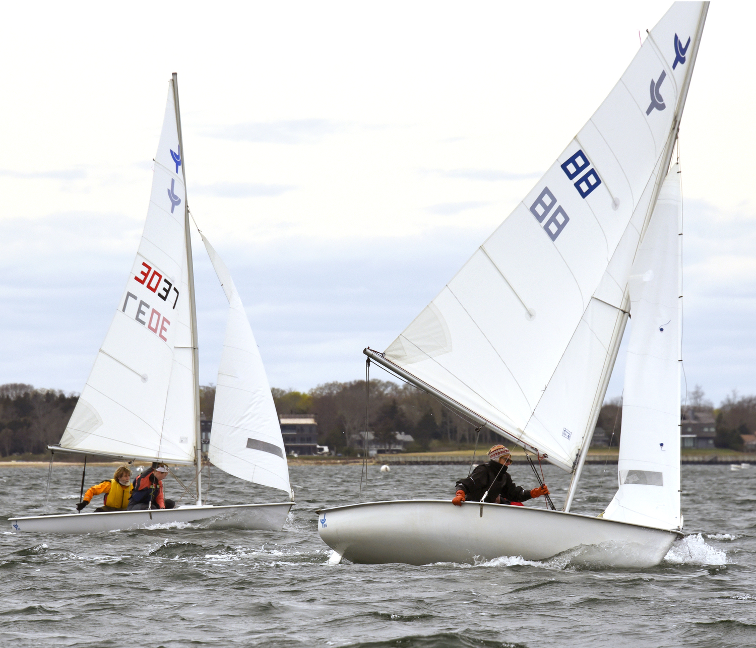 The Butler/Barrows team out in front, followed by overall second place trophy winner Derrick Galen and crew member Amelia Steelman.   MICHAEL MELLA