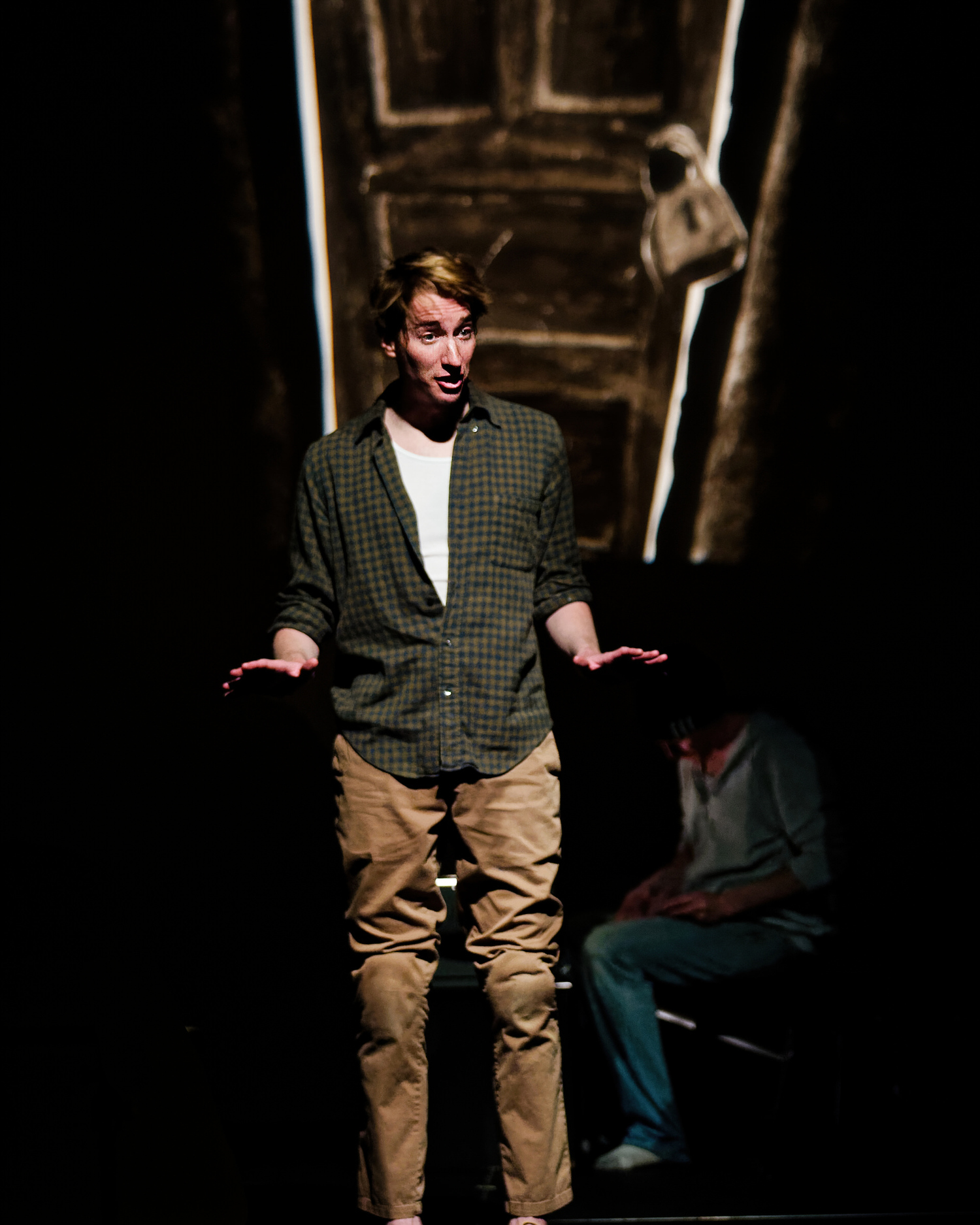 John Kroft as Katurian sharing a story in Martin McDonagh's play 