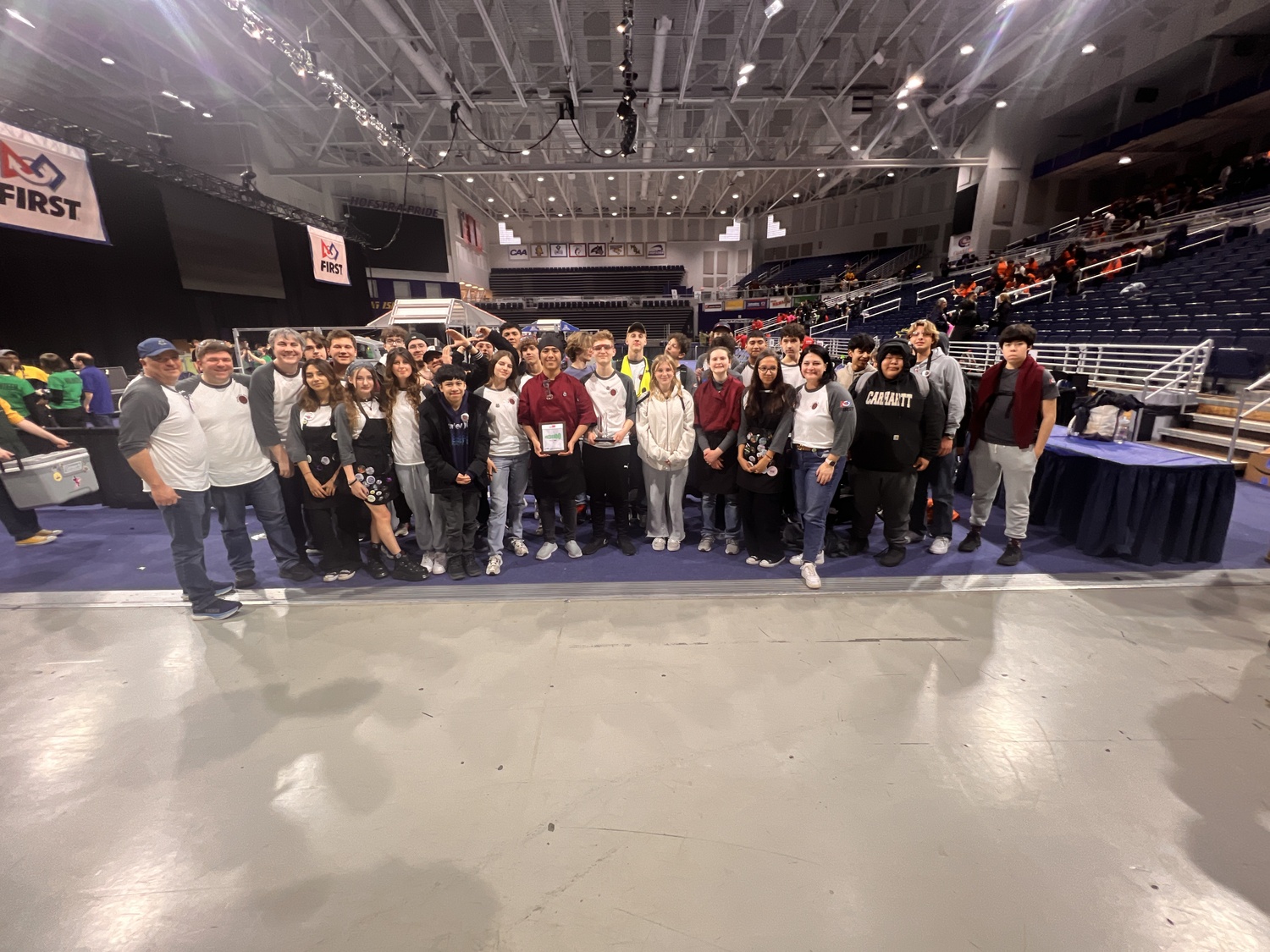 The Southampton High School robotics team, Team 9646 Marinators, were recently awarded a Rookie All-Star award at the international FIRST robotics competition at Hofstra University. COURTESY SOUTHAMPTON SCHOOL DISTRICT