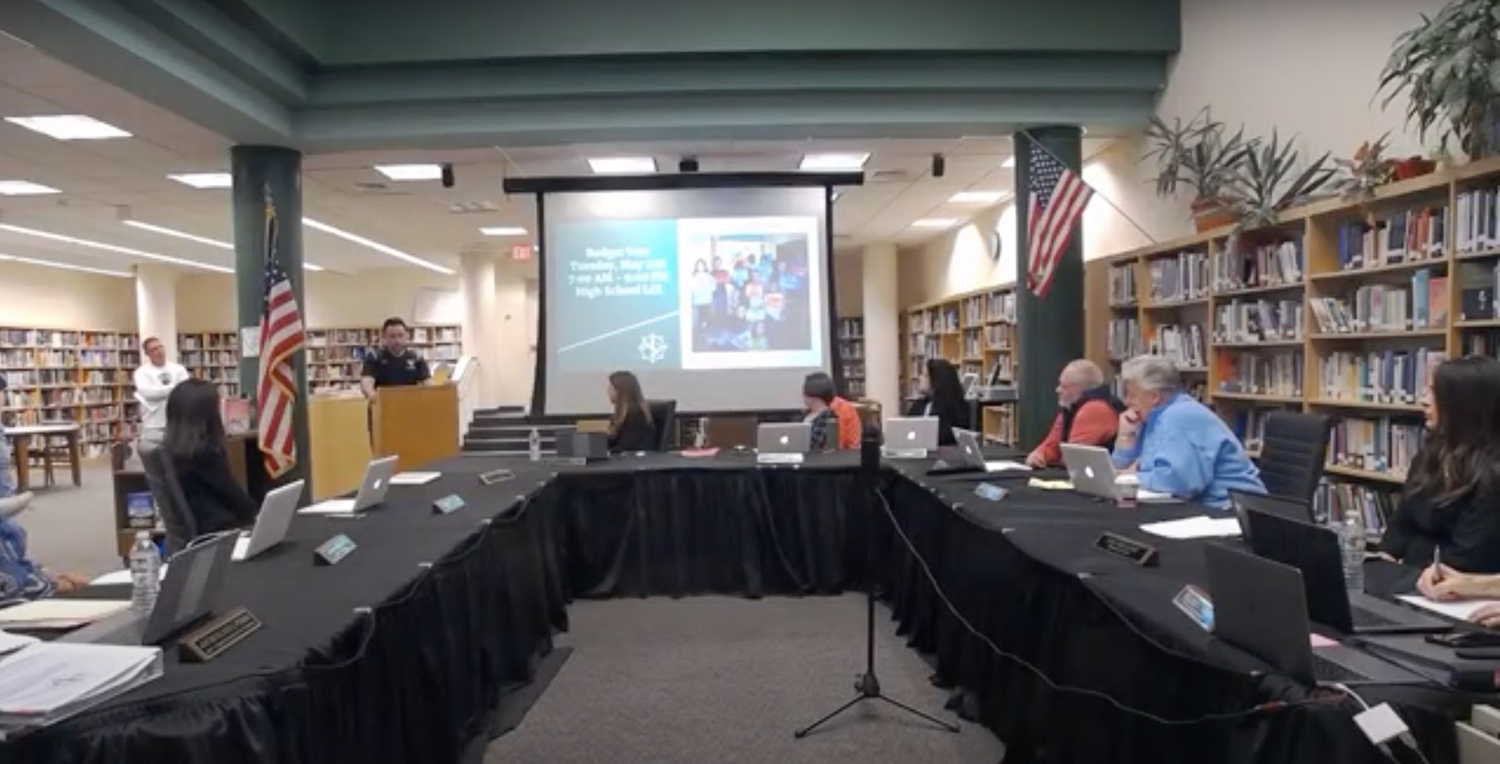 Westhampton Beach Teachers’ Association First Vice President Michael Amy addresses the board of education April 15.