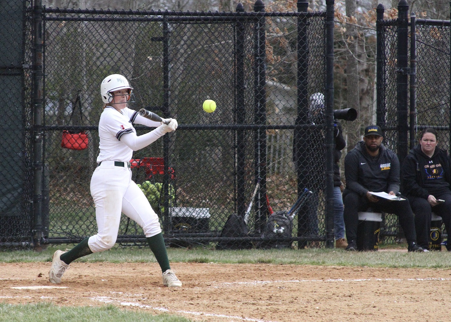 Sophomore third baseman Katie Burke connects with a pitch. DESIRÉE KEEGAN