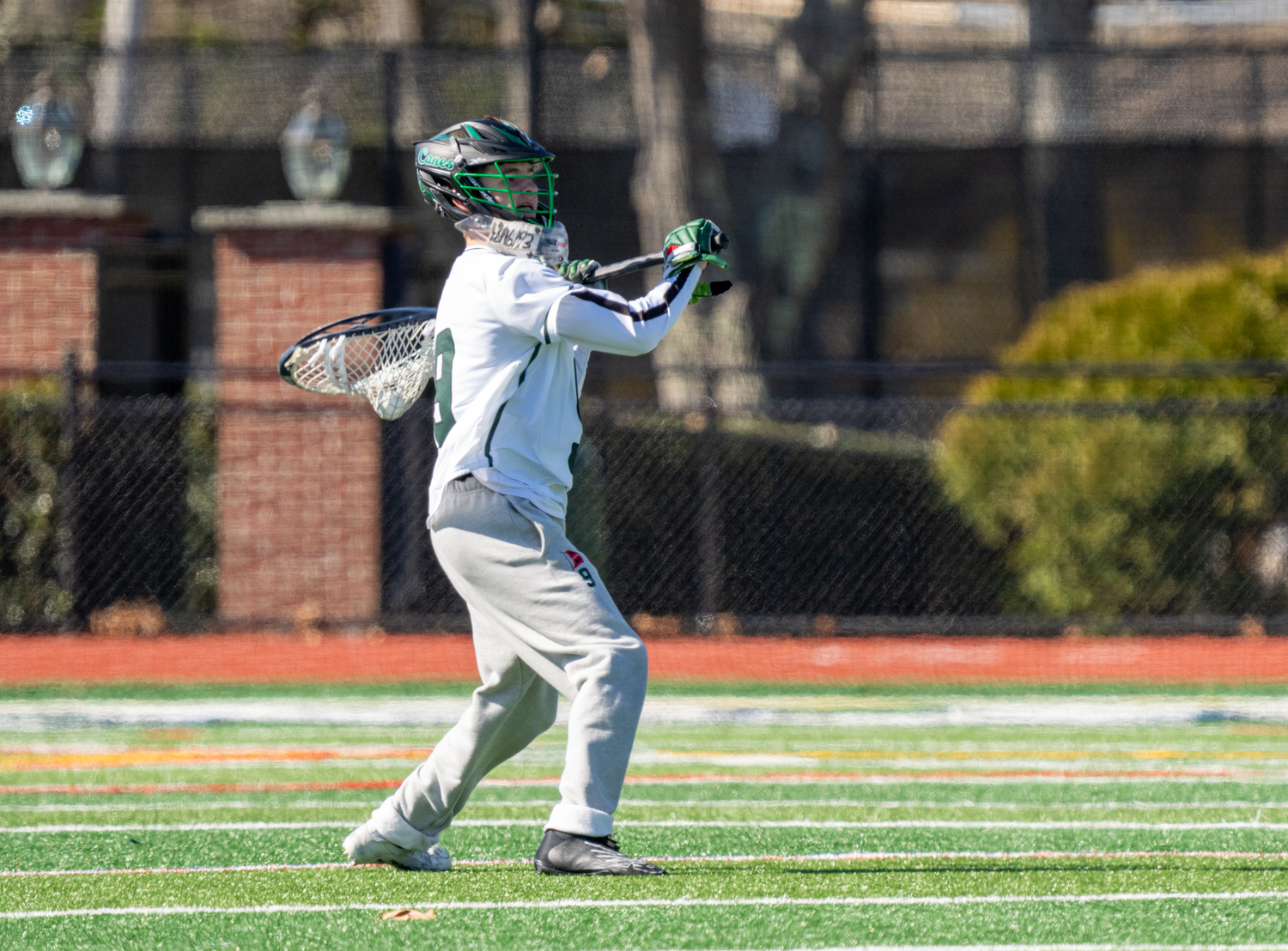Westhampton Beach goalie Charlie Beasley looks for a player to pass to downfield.   RON ESPOSITO