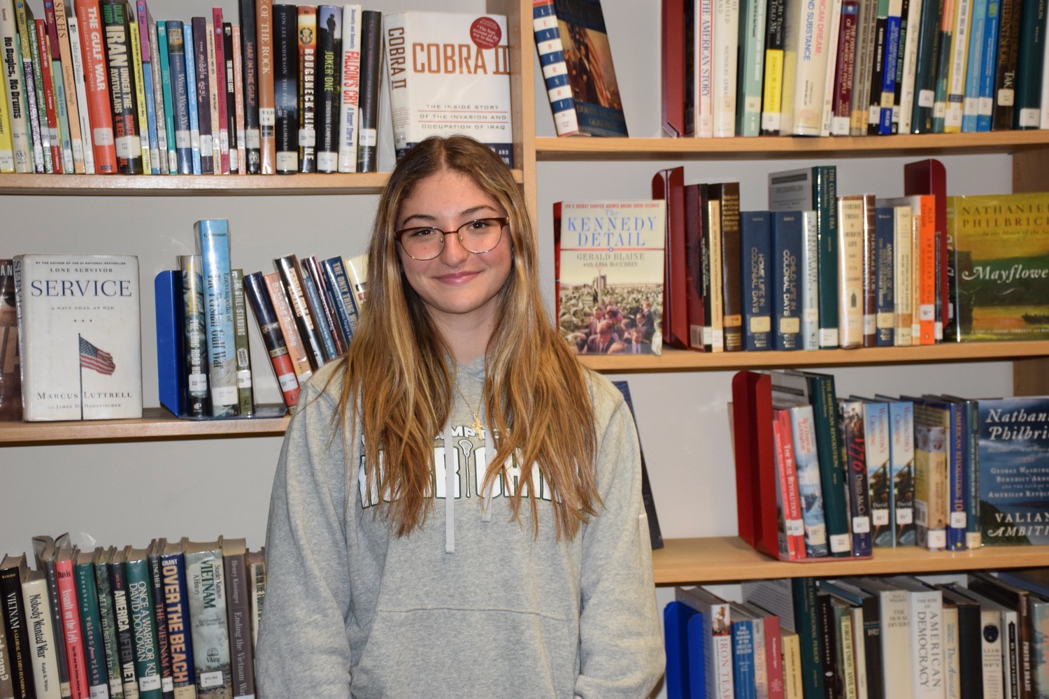 Westhampton Beach High School student Ava Failla recently collected and donated more than 1,300 books to Book Fairies of Long Island. COURTESY WESTHAMPTON BEACH SCHOOL DISTRICT