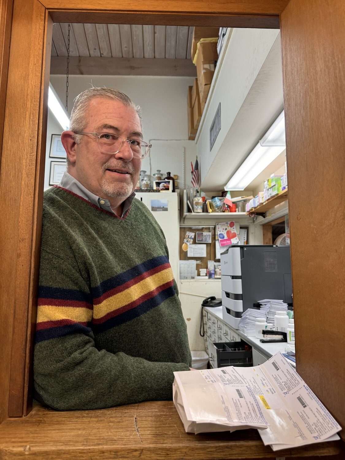 Pharmacist Frank Calvo of Whites Drug & Department Store in Montauk said he is looking for a new location to open a pharmacy in the hamlet when White's closes in November but suitable, and affordable, spaces are rare. MICHAEL WRIGHT
