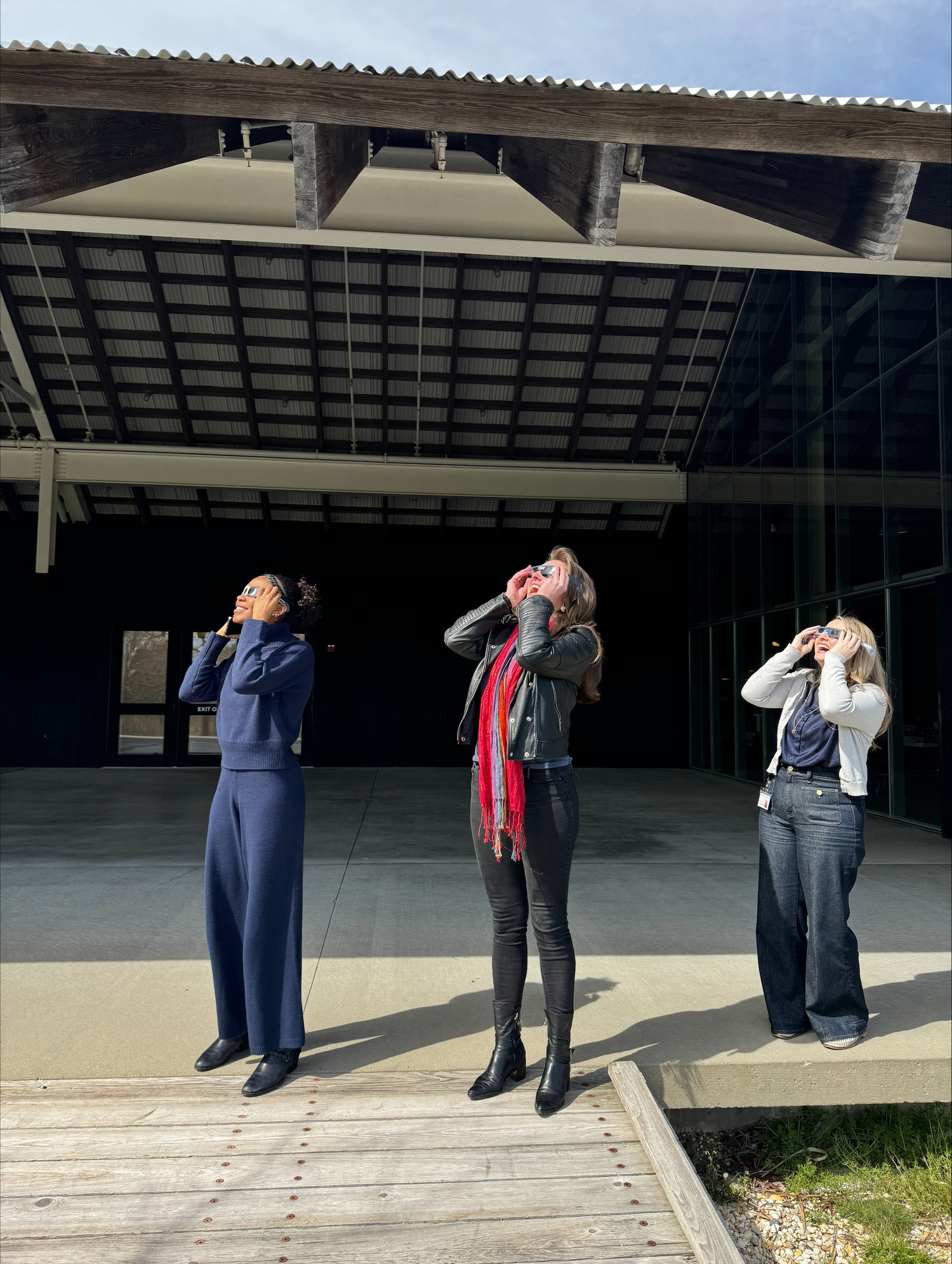 Watching the eclipse at the Parrish Art Museum on Monday afternoon.  COURTESY PARRISH ART MUSUEM