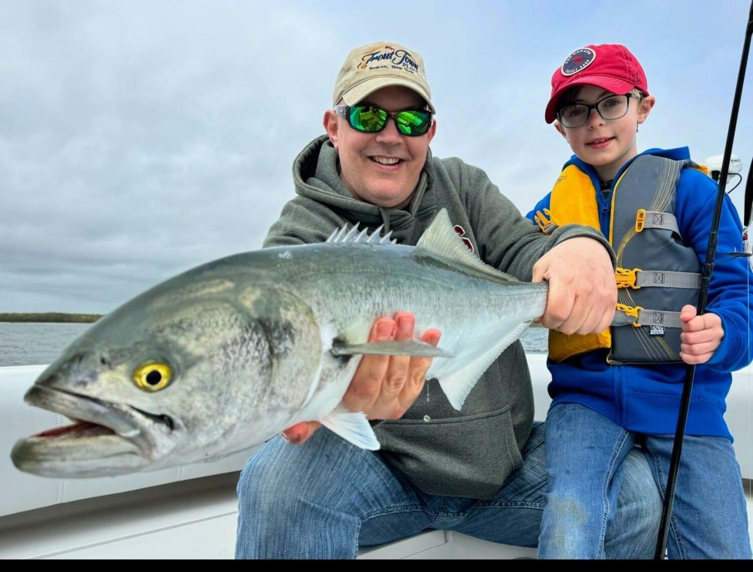 Chris and Daniel Geminski caught some of the big bluefish lurking in Shinnecock Bay this month.