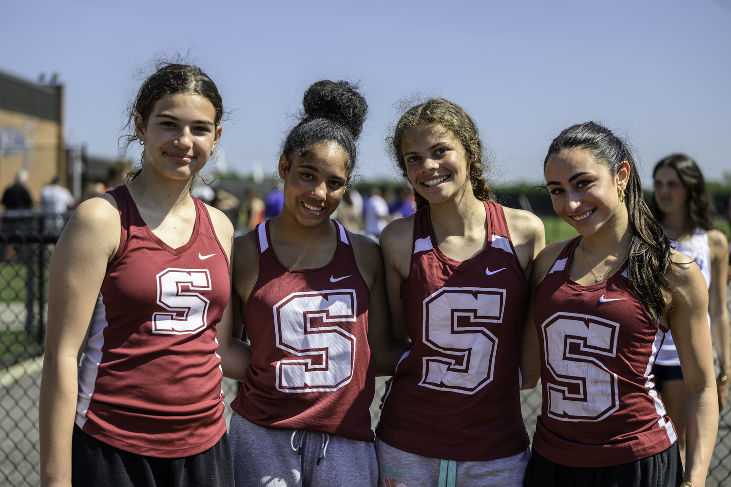 Southampton sprinters Keira Squires, left, Daelyn Palmore, Zoey Sulph and Kyla Cerullo.   MARIANNE BARNETT
