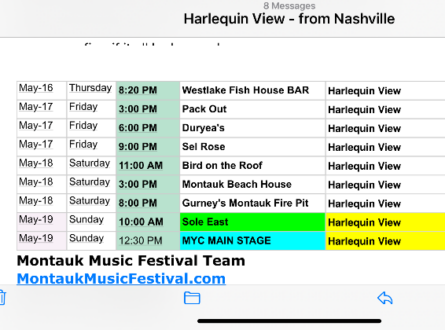 Nashville -based Americana duo HARLEQUIN VIEW@ Montauk Festival May 16-19