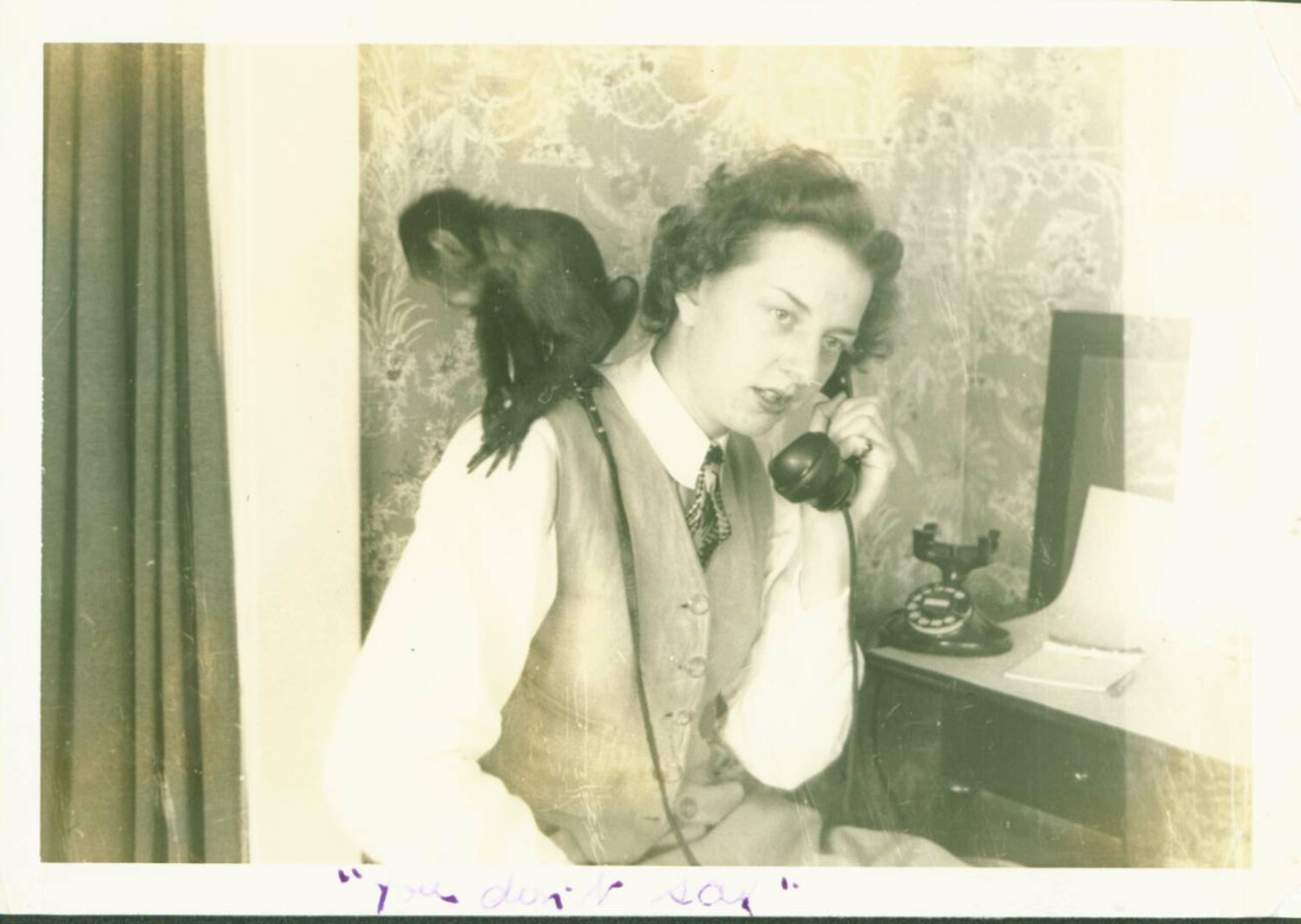 Barbara Hotchkiss Posener with her pet monkey.