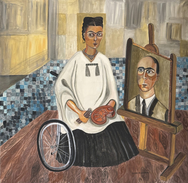 Frida Kahlo (1907-1954) was a Mexican painter during the Surrealism and Magic Realism movements.  Chronic pain and disability became a central theme of her art after she was severely injured in a bus accident at 18. To this day, she is an inspiration to painters all around the globe.