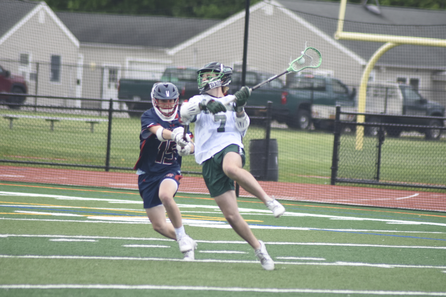 Westhampton Beach junior Finn Drake pulls back to shoot.   DREW BUDD