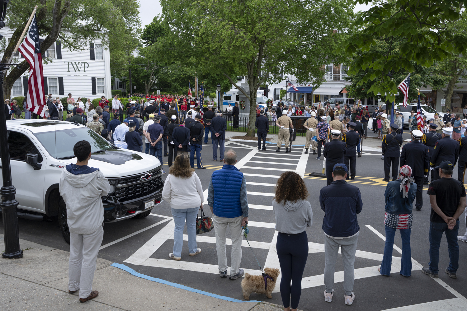 A large crowd gathers at the Civil War Monument at Sag Harbor's Memorial Day observance. LORI HAWKINS