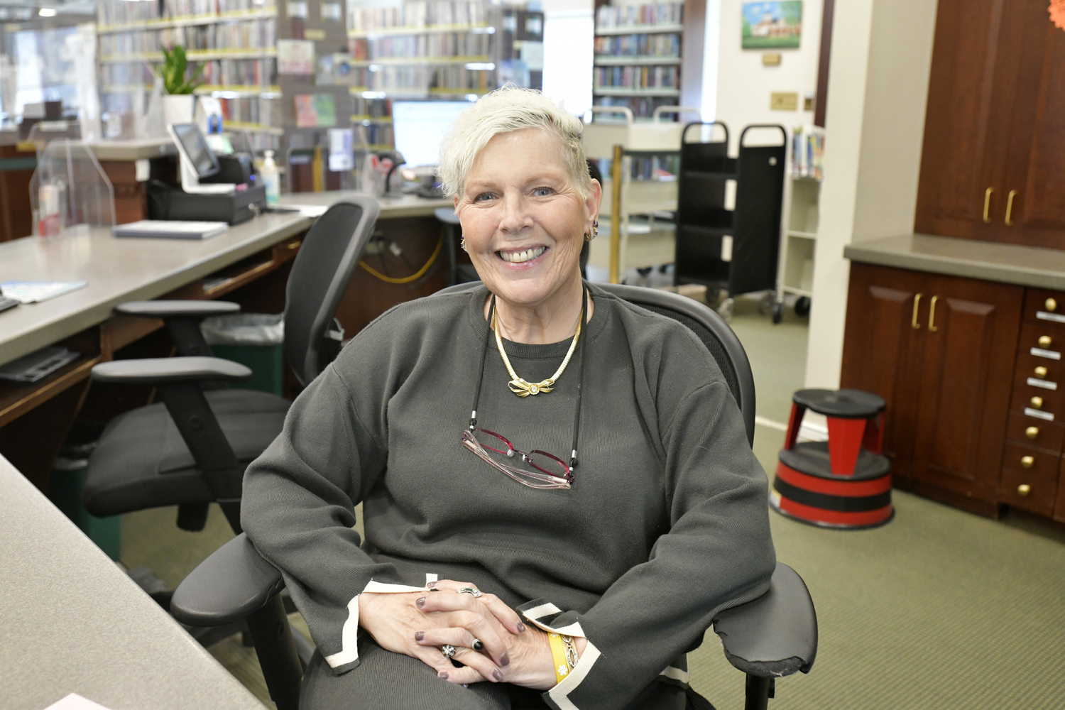 Anita Fuellbier at the Rogers Memorial Library on Monday afternoon.  DANA SHAW