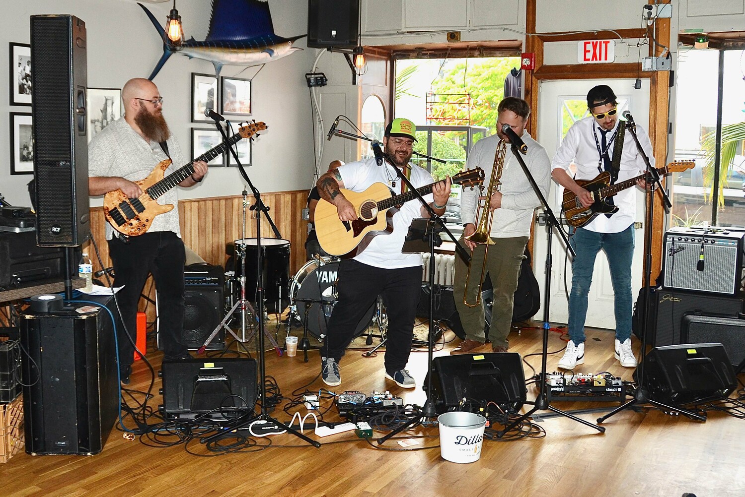 Fat Nicky and the Snacks perform at  the Shagwong Tavern during the Montauk Music Festival on Sunday.  KYRIL BROMLEY