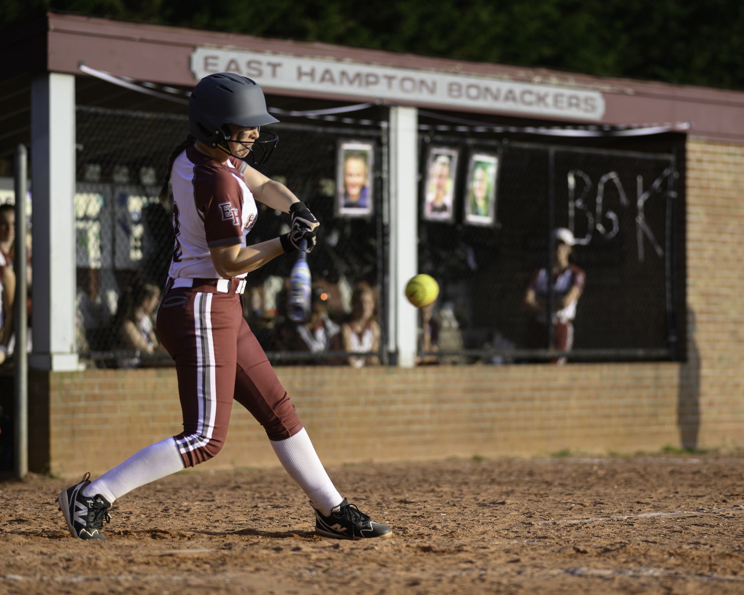 East Hampton sophomore Haley Rigby puts the ball in play.  MARIANNE BARNETT