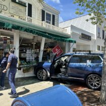 A BMW SUV crashed into the front of Herrick Hardware in Southampton on Saturday, May 11, when the driver apparently mistook the gas pedal for the brake.