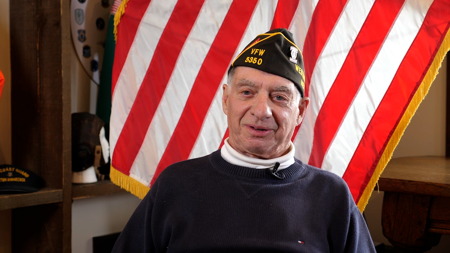 Joseph “Kip” Kirby during his USA Warrior Stories interview in 2021 at Westhampton Beach VFW Post 5350. COURTESY USA WARRIOR STORIES