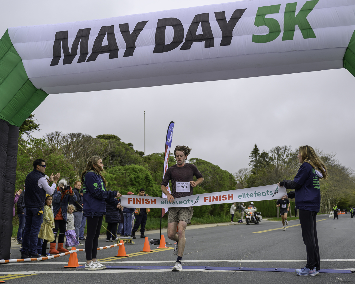 Erik Engstrom was the overall champion of the third annual May Day 5K at Main Beach in East Hampton on Sunday morning.  MARIANNE BARNETT