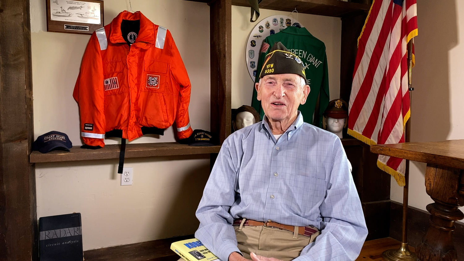 Peter W. Cuthbert during his USA Warrior Stories interview in 2021 at Westhampton Beach VFW Post 5350. COURTESY USA WARRIOR STORIES