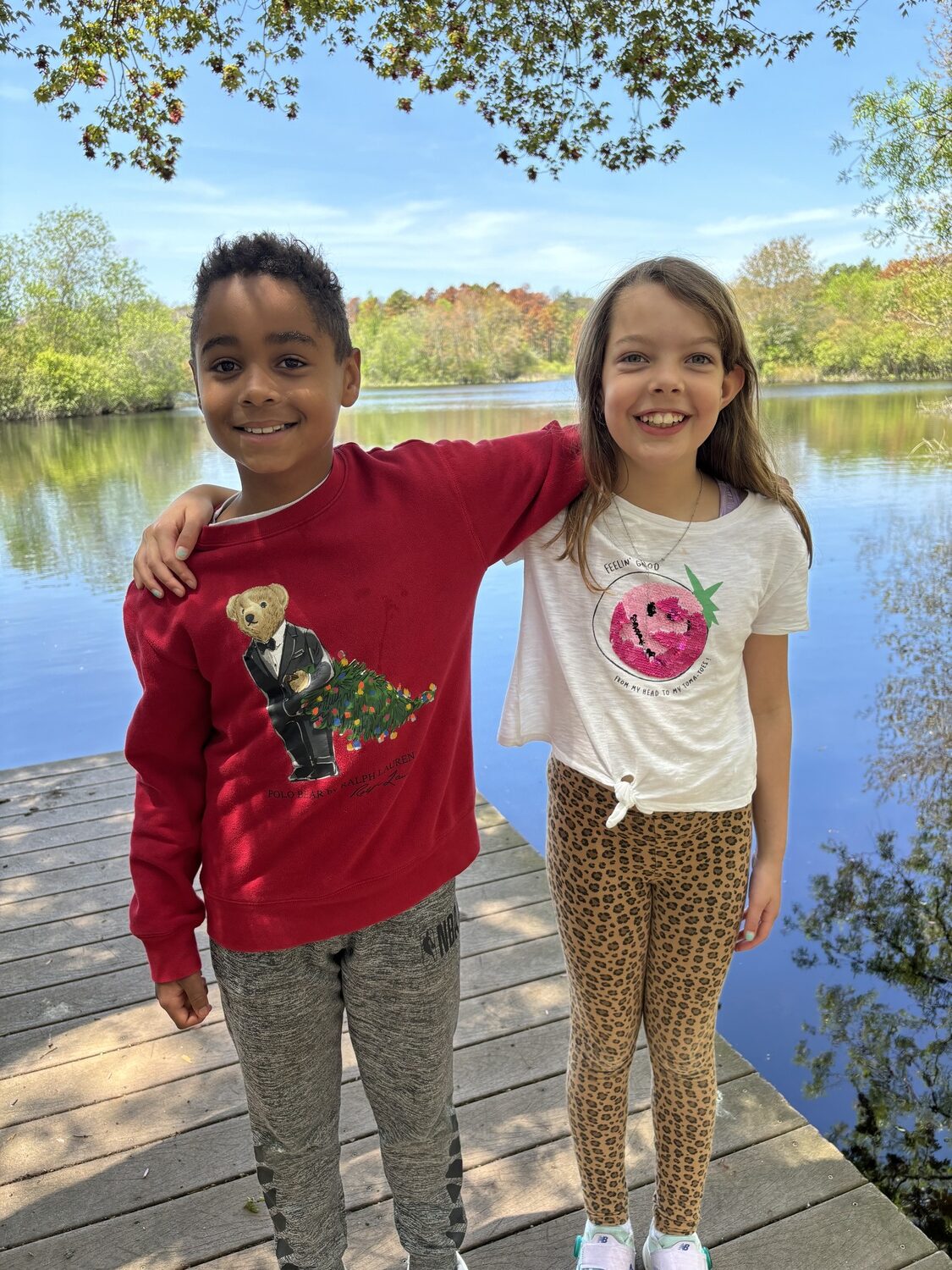Sagaponack School students recently took a field trip to the Quogue Wildlife Refuge. Among those who went on the trip were soo- to-be graduates, third-graders Ella Thofte and Martin Oppenheimer. COURTESY SAGAPONACK SCHOOL