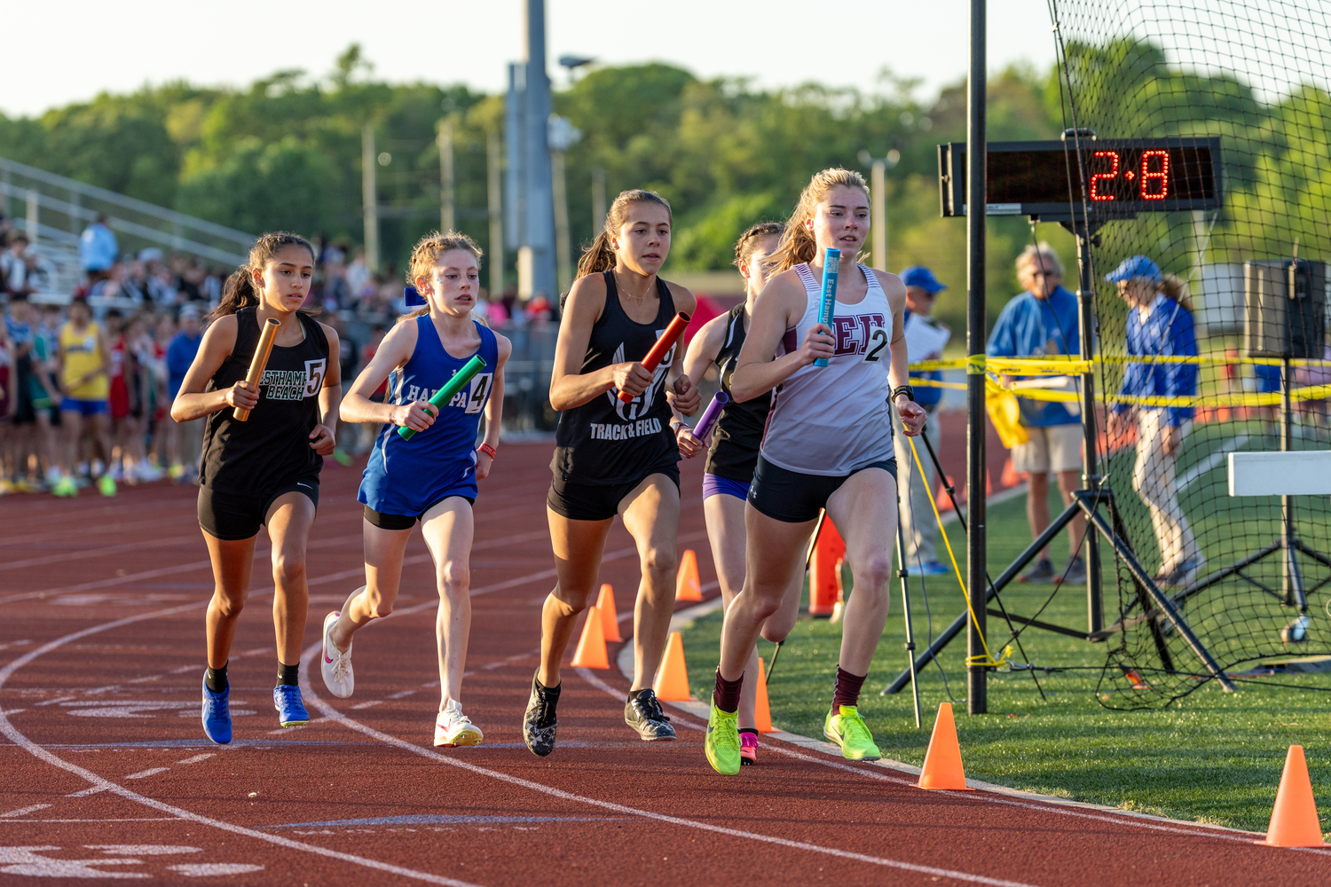 Ryleigh O'Donnell leading the pack in one of the relays.  RON ESPOSITO