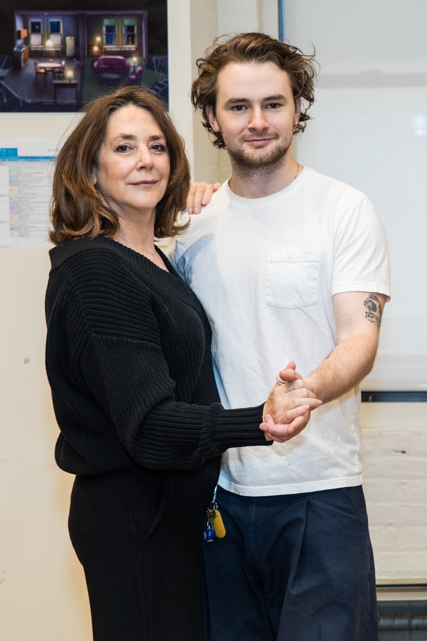 Talia Balsam and her son, Harry Slattery, during rehearsals of Bay Street Theater's production of 