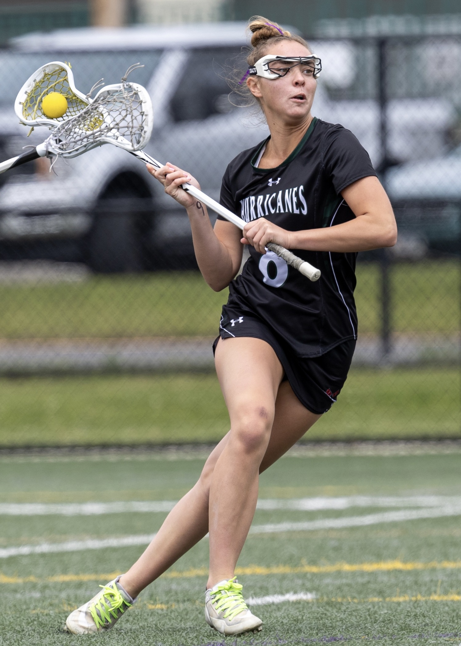 Sophomore attack Ava Derby races toward the cage. RON ESPOSITO