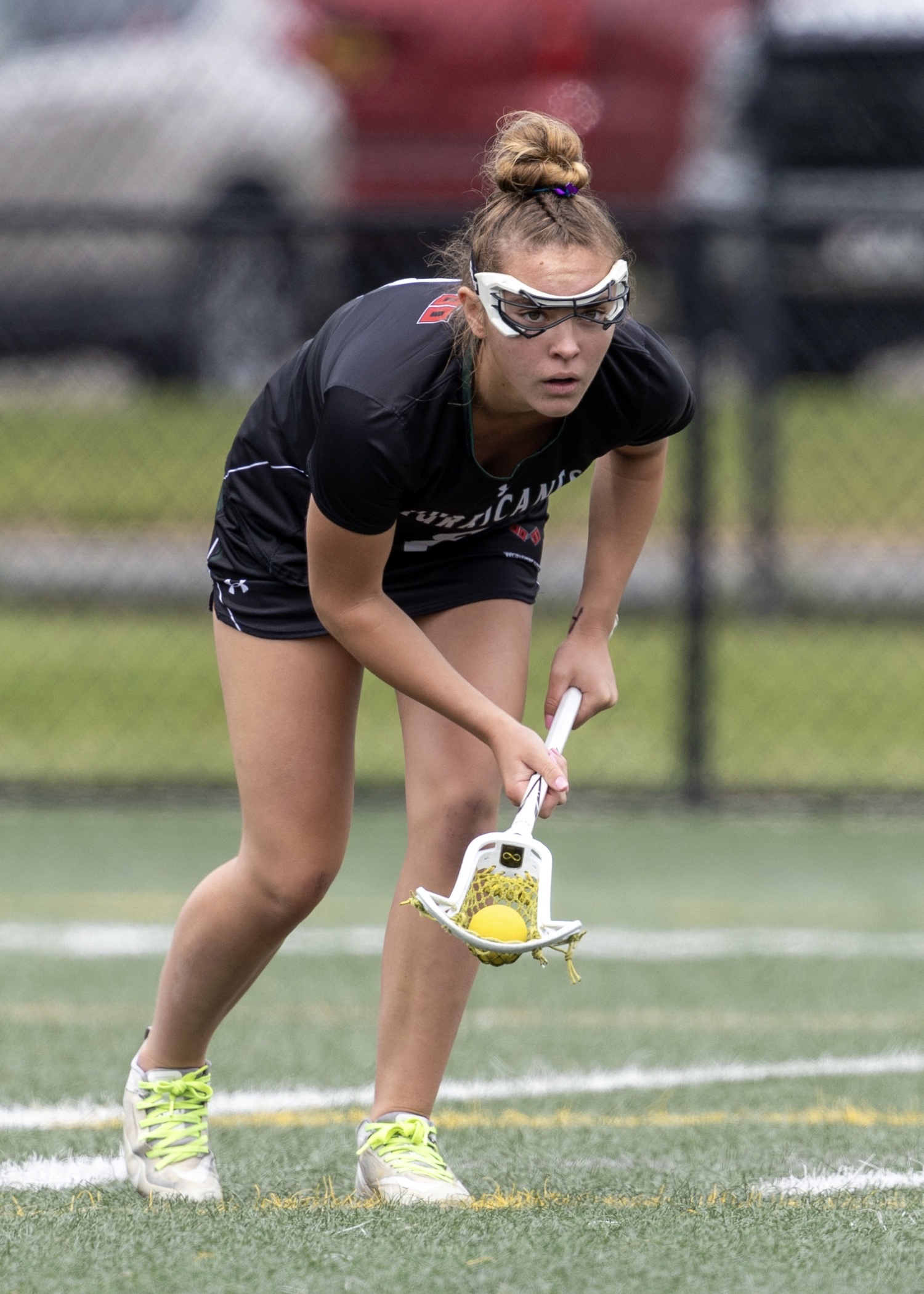 Sophomore attack Ava Derby readies herself for a free position shot. RON ESPOSITO