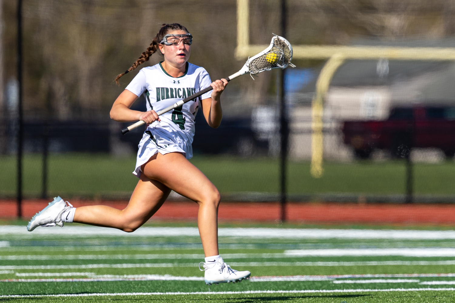 Junior attack Brie Provenzano moves the ball across the field during Westhampton Beach's 11-5 win over Miller Place April 24. RON ESPOSITO
