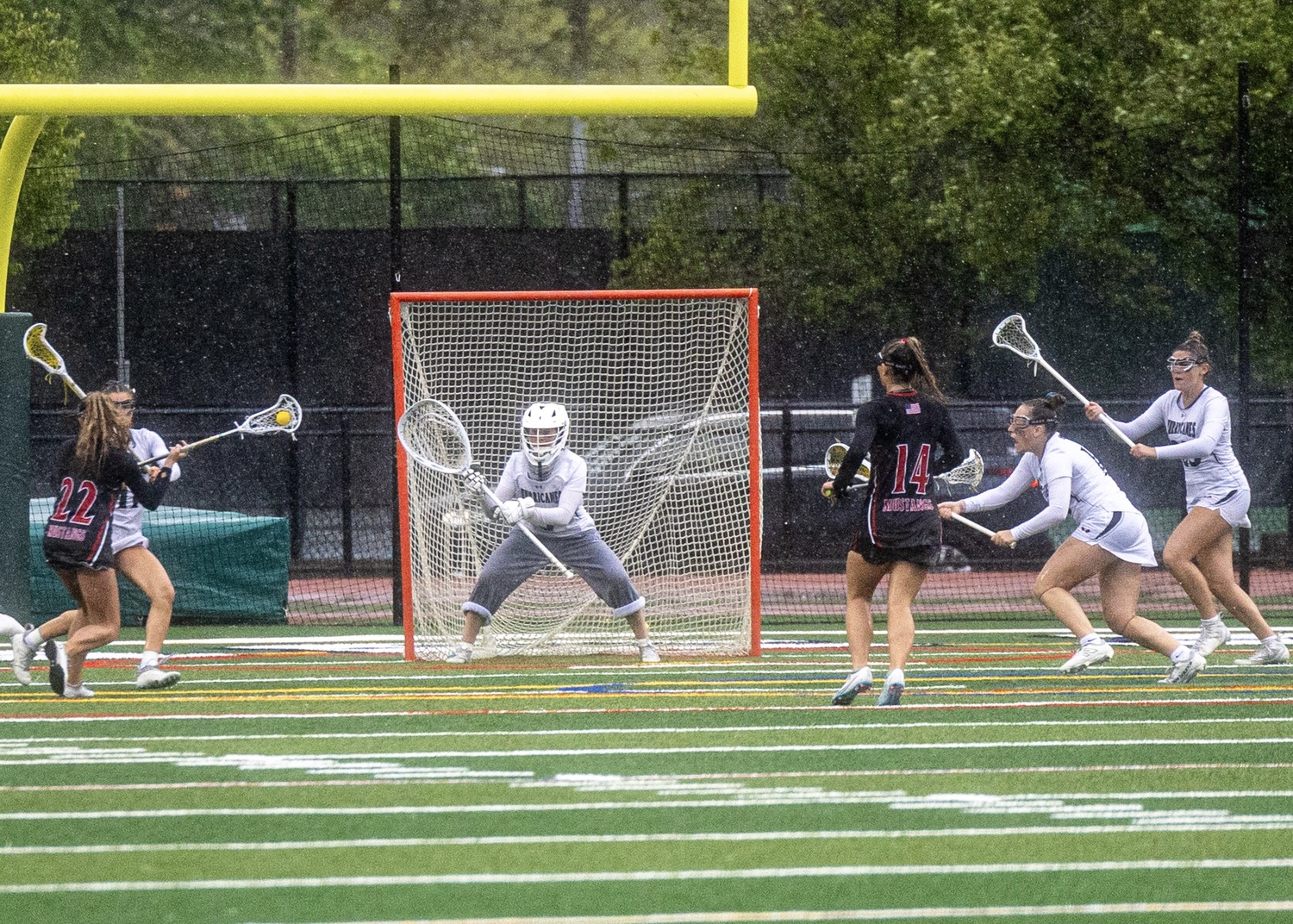 Junior goalkeeper Maya Farnan keeps her eyes on the ball. MICHAEL O'CONNOR