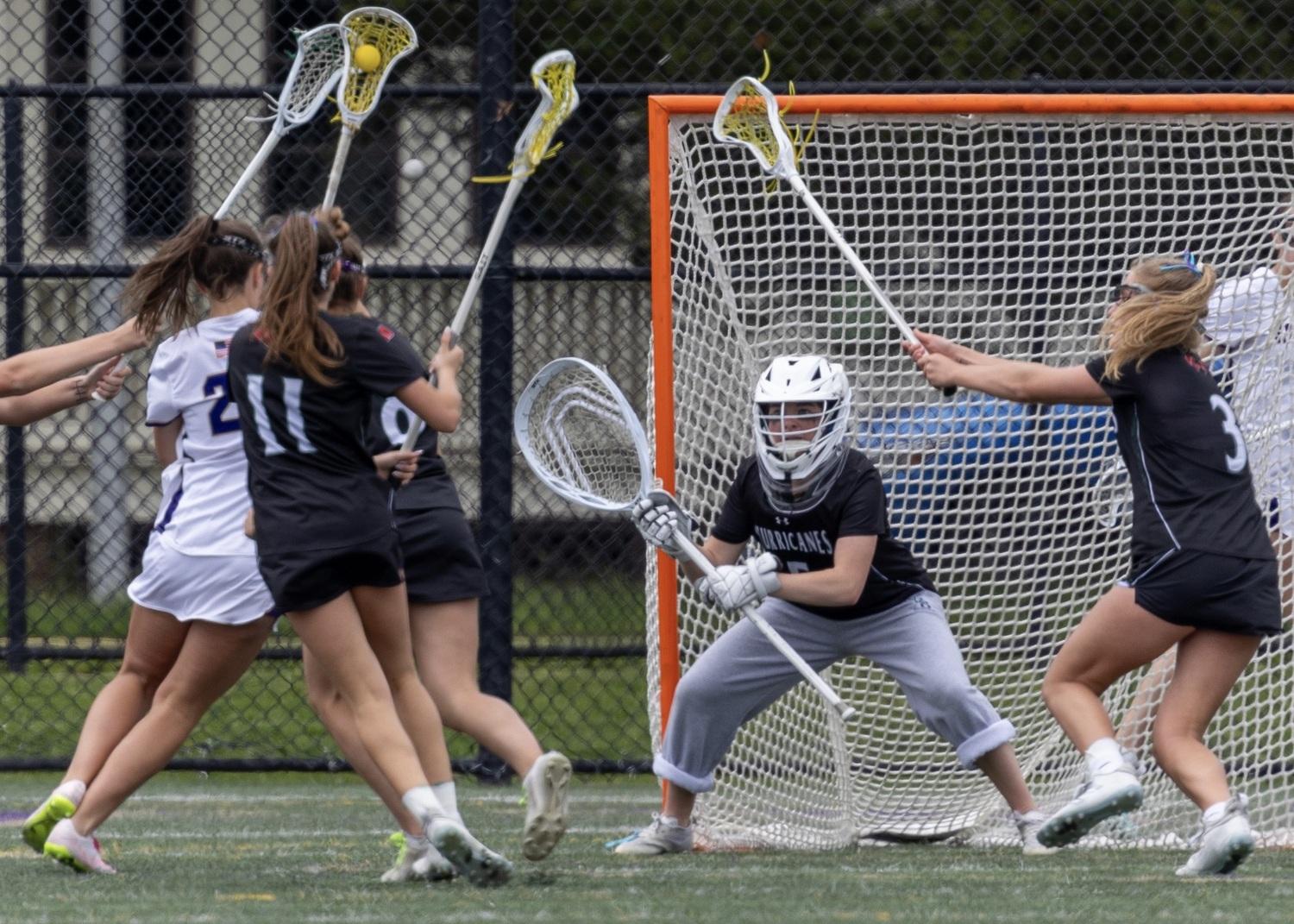 Junior goalie Maya Farnan steadies herself between the pipes. RON ESPOSITO