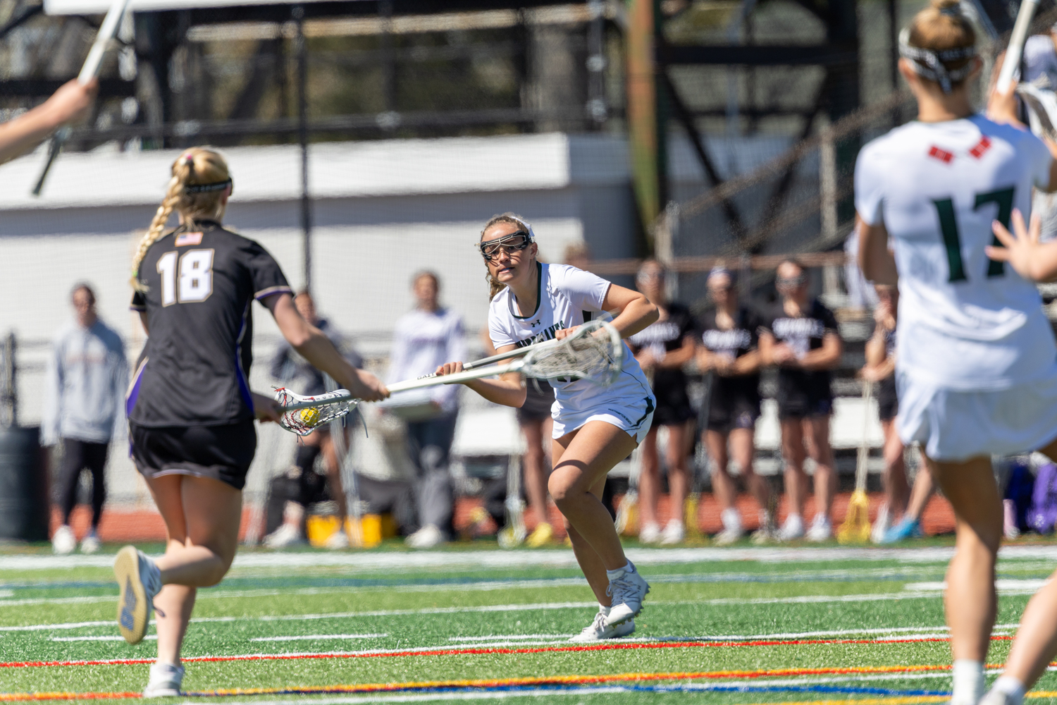 Junior attack Meaghan Tufano looks to send the ball toward the cage during a 9-5 loss to Sayville on April 26. RON ESPOSITO