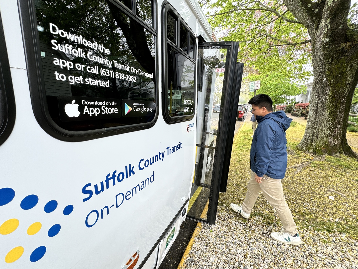 The new on-demand bus system has traded the two separate routes that linked Springs and Montauk to East Hampton Village for a single route that residents can call rides to or from anywhere along its loop. MICHAEL WRIGHT