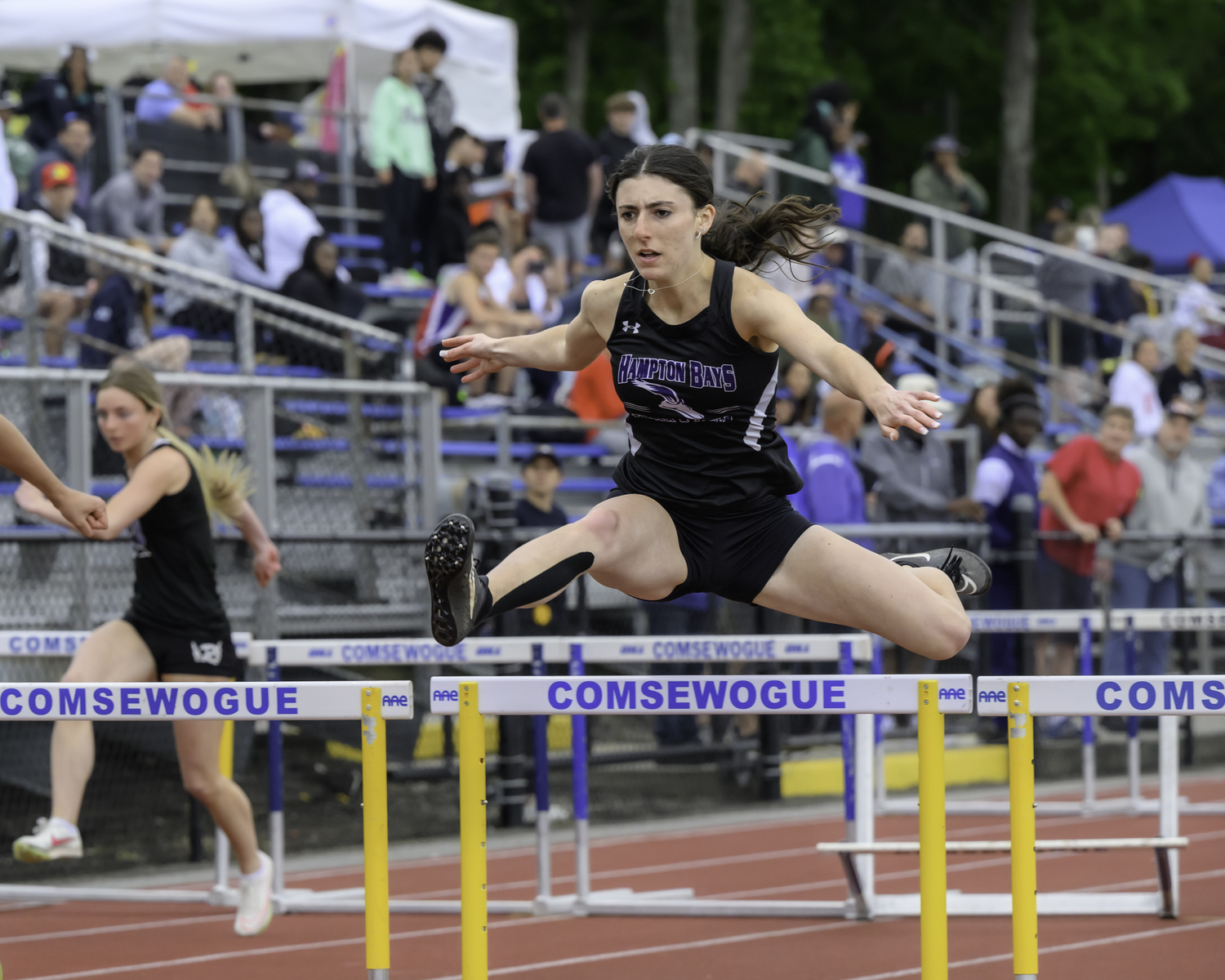 Hampton Bays senior Emma Halsey once again qualified for states in the 100-meter hurdles.   MARIANNE BARNETT