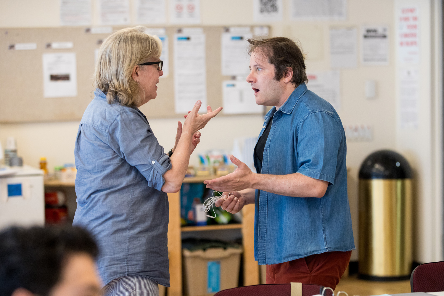 Director Lisa Peterson and Brett Ryback during rehearsals of Bay Street Theater's upcoming production Terrence McNally's 