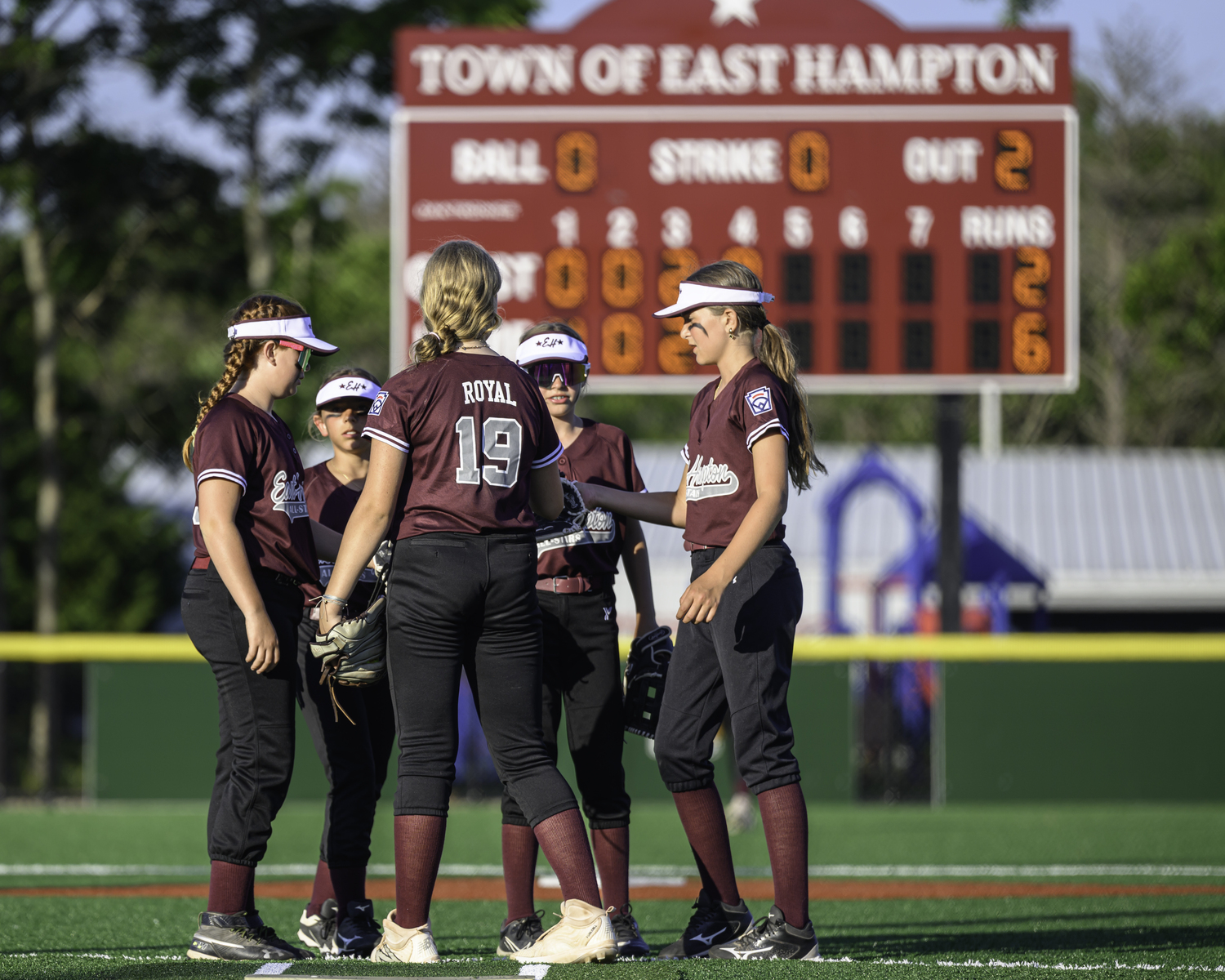 The East Hampton 12-and-under softball All-Stars lost a close game, 8-7, to Moriches Bay at the Stephen Hands Path Sports Complex on June 20. MARIANNE BARNETT