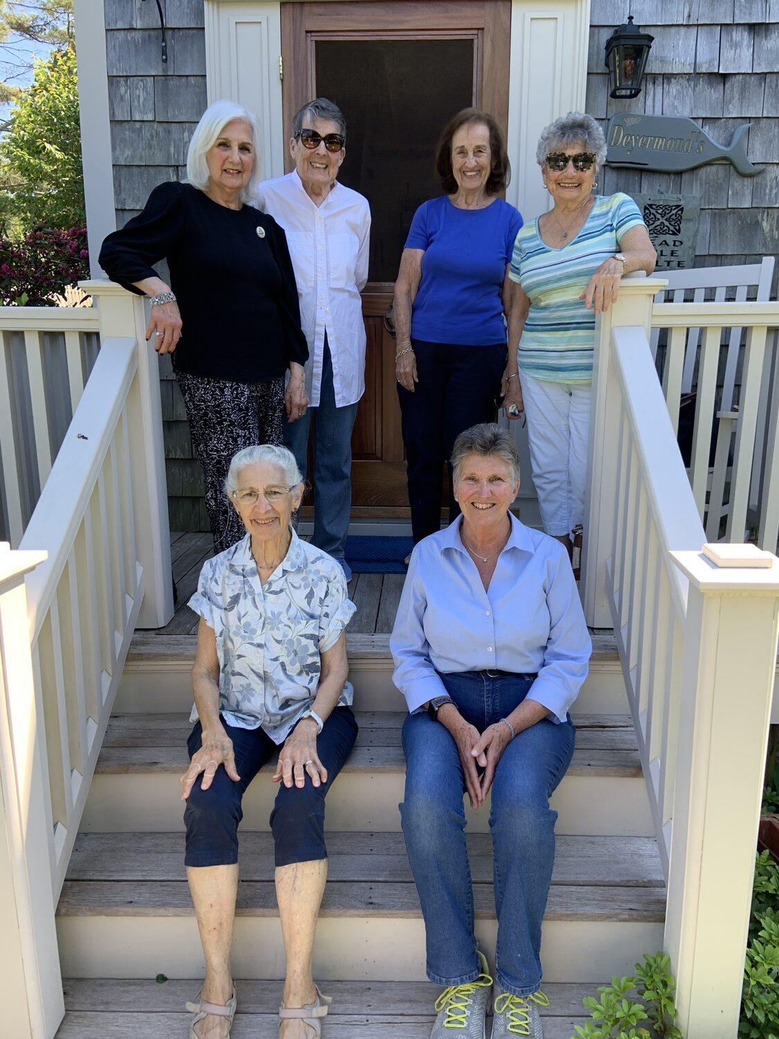 The remaining members of the Sag Harbor Ladies Village Improvement Society decided to disband earlier this year. Seated, from left, Margaret Bromberg and Bethany Deyermond. Standing, from left, Roseann Bucking, Diane Lewis, Chris Tice and Deanna Lattanzio. STEPHEN J. KOTZ