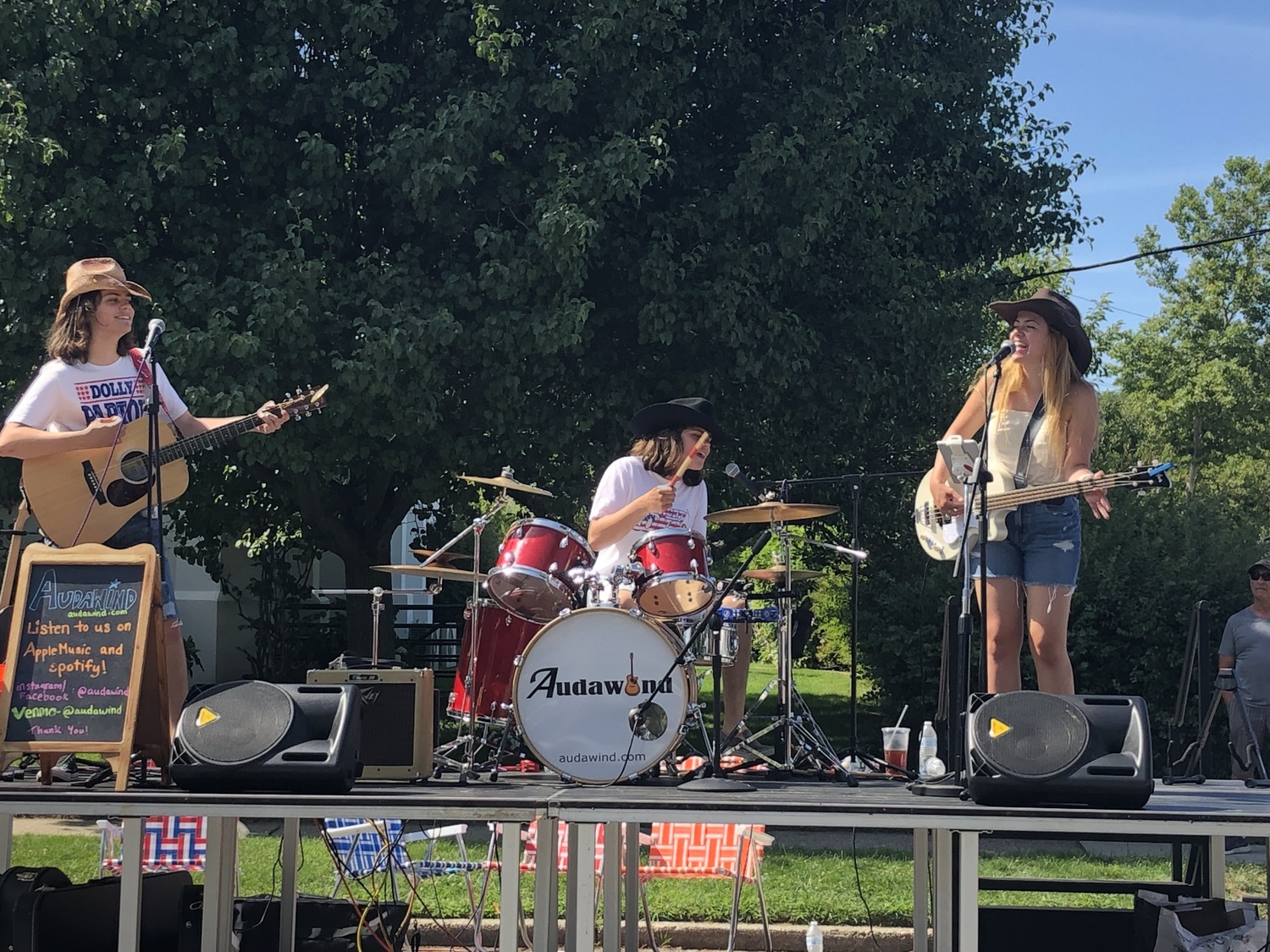 Local sibling country trio Audawind playing at the Mattituck Street Fair.