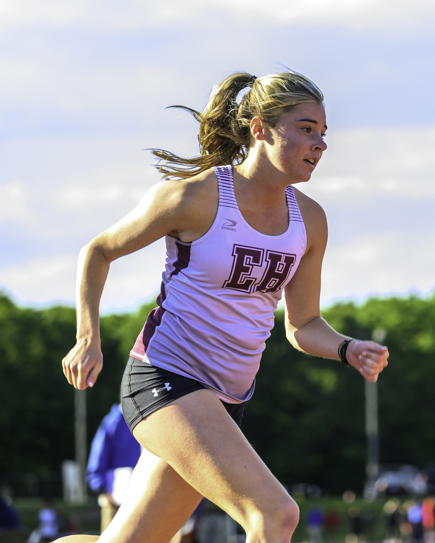 East Hampton senior Ryleigh O'Donnell in the 800-meter race.  MARIANNE BARNETT