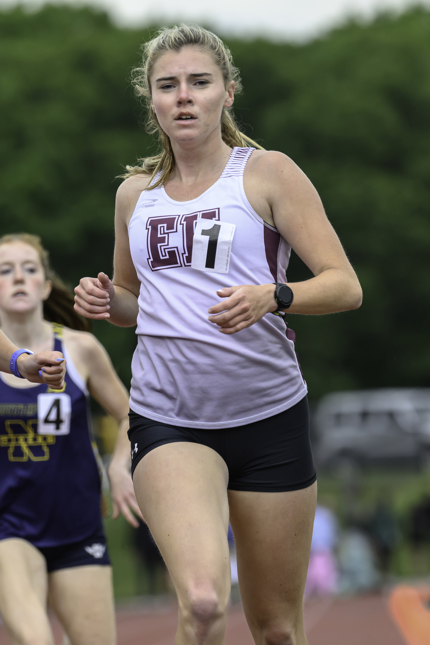 East Hampton senior Ryleigh O'Donnell in the 800-meter race.  MARIANNE BARNETT