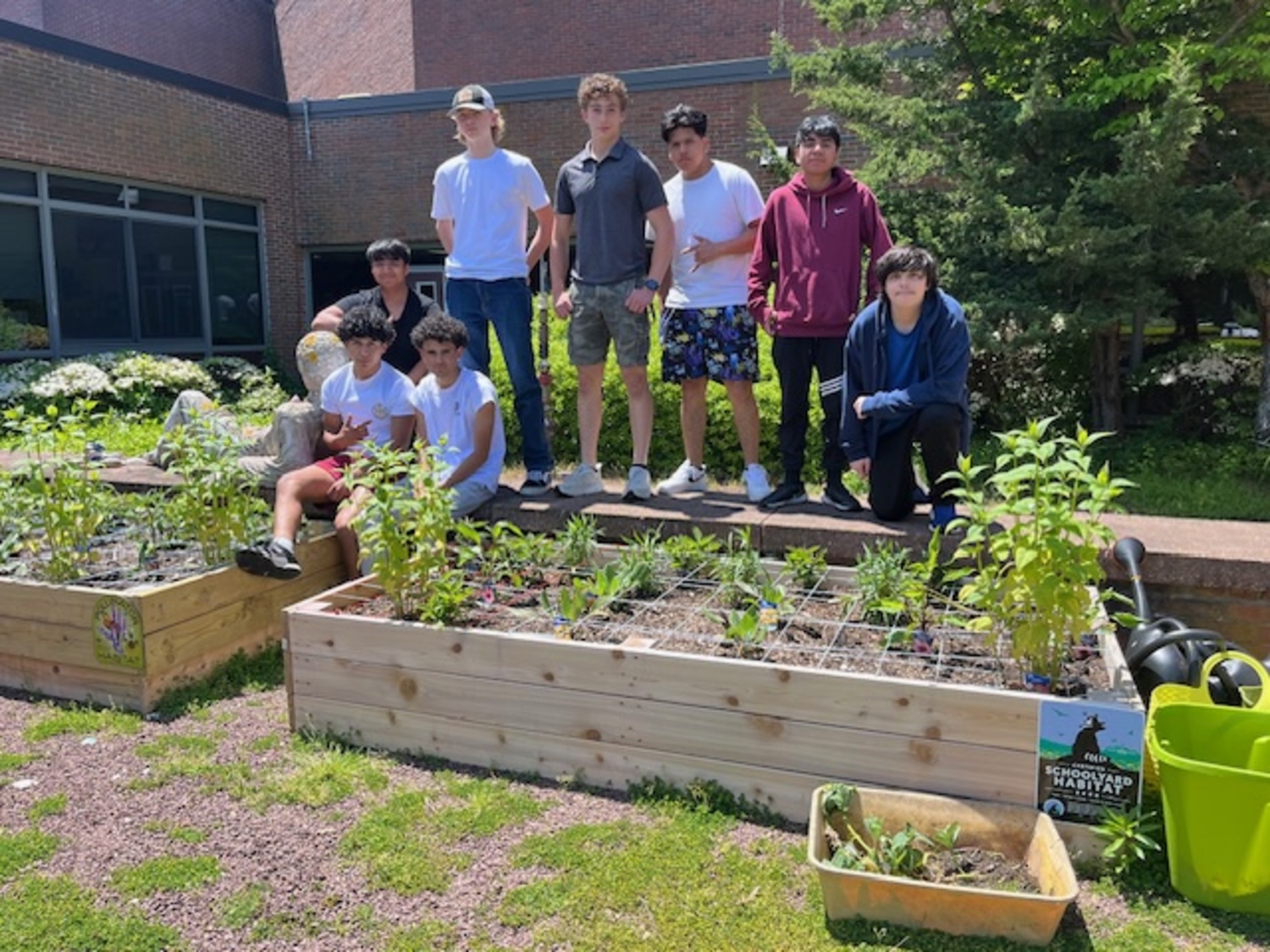 The Southampton High School Environmental Club has successfully transformed a section of the school grounds into a National Wildlife Federation Certified Wildlife Habitat, Monarch Watch Waystation and Xerces Society Pollinator Habitat. COURTESY SOUTHAMPTON SCHOOL DISTRICT