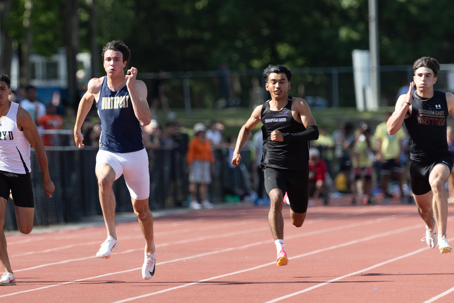 Hampton Bays senior Charlie Garcia competed in both the 100- and 200-meter dashes last week.   RON ESPOSITO