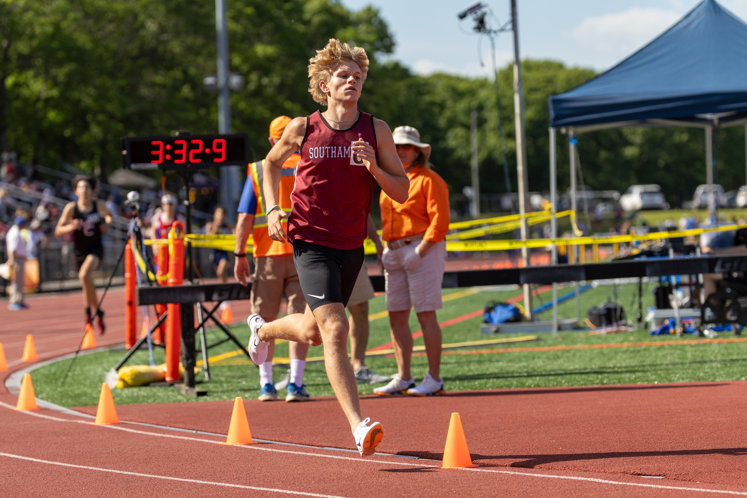 Southampton junior Christian Duggal in the 1,600-meter race at the state qualifier on Friday.   RON ESPOSITO