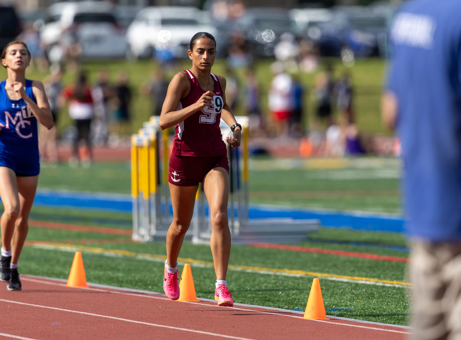 Southampton senior Jeorgie Gavalas in the 1,500-meter race on Friday at the state qualifier.   RON ESPOSITO