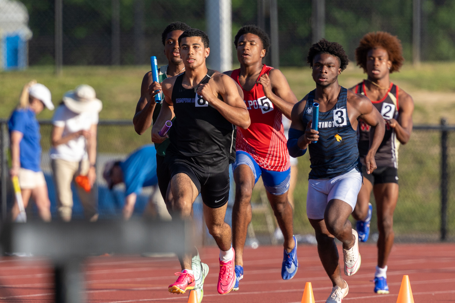 Xavier Johnson joined the 4x400-meter relay for its finals run and helped the team to reset its school record.   RON ESPOSITO