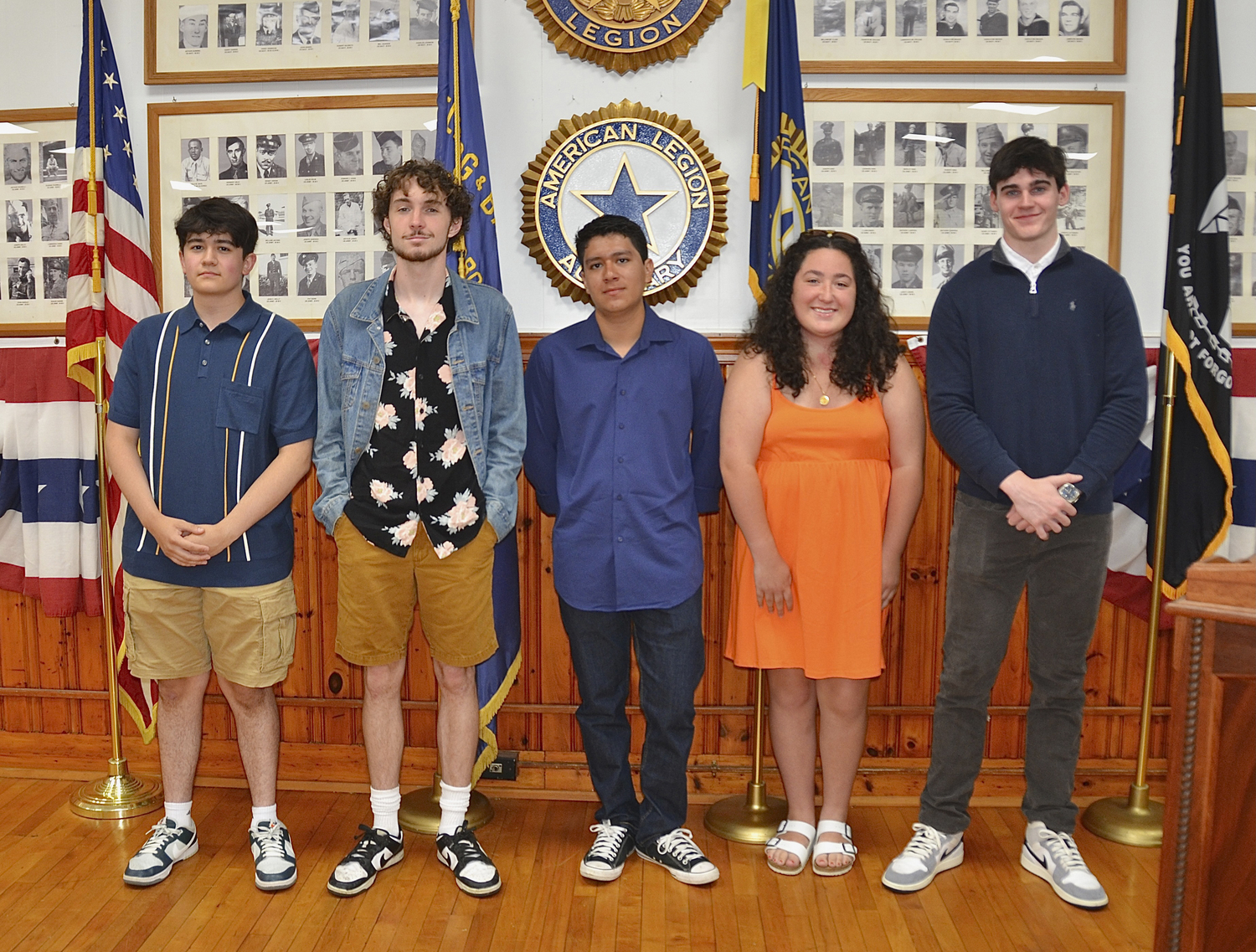 The Sag Harbor American Legion Chelberg & Battle Post 388 recently awarded  scholarships to Pierson graduates, Enrique Samar, Lance Schroeder, Santiago Macias Lopez, Kiely Rose Gray and Rory O'Shea.  KYRIL BROMLEY
